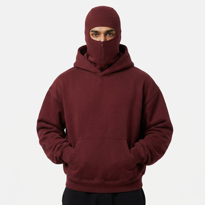 Nouveaux sweats à capuche d'hiver pour hommes, 460g, velours, double capuche, balaclava, tricot, impression personnalisée, broderie 3D, fermeture éclair, 100% coton - Product Image 1