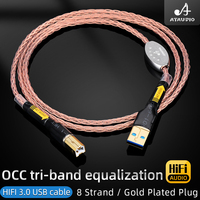 Câble audio USB Hi-End 8 brins OCC 3.0 pour moniteur d'ordinateur, projecteur, téléphone, ordinateur portable et haut-parleur
