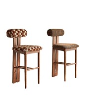 Tabouret haut en bois massif de style français médiéval vintage, rembourré, rétro, antique, pour salon, salle à manger, meubles de maison