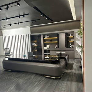 Sang Trọng Hiện Đại Bàn Văn Phòng Nhà Sử Dụng Điều Hành Boss Đồ Nội Thất Màu Đen MDF Với Kích Thước Thường Xuyên Thanh Lịch Thiết Kế Bằng Gỗ - Product Image 1