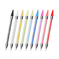 Stylo de manucure à double extrémité avec brosse en silicone et manche en acrylique, outil de manucure et stylo à cire