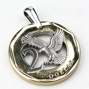 Pendentif en alliage de zinc plaqué or, pièce de 2 dollars avec motif d'aigle, objet d'art circulaire de collection - Product Image 4
