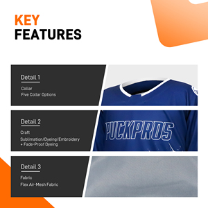 <span class=keywords><strong>Jersey</strong></span> de Hockey sobre Hielo <span class=keywords><strong>Azul</strong></span> para Hombre, Venta Caliente, 100% Poliéster, Tejido de <span class=keywords><strong>Punto</strong></span>, Ropa de Práctica, Servicio OEM, Transpirable, Secado Rápido, Hecho a Medida - Product Image 3