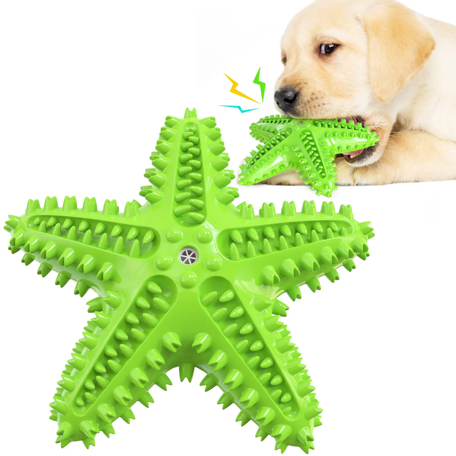 Amazon Hot Selling Pet Shop TPR Gummi Seestern geformte Hund Kauen Spielzeug Reinigung Zahnbürste Sounding Quietschende Hundes pielzeug