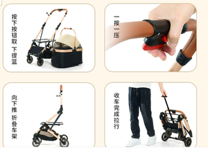 Vente <span class=keywords><strong>en</strong></span> gros de nouveaux chariots de poussette portables pliants pour chiens et chats Voiture de grande capacité durable pour chiens et chats Un clic pour fermer le <span class=keywords><strong>transport</strong></span> - Product Image 5