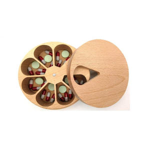 Caja organizadora de pastillas de madera de haya 2025, caja de almacenamiento de joyas para cocina, sal, medicina <span class=keywords><strong>semanal</strong></span> diaria, artesanías de madera, letreros de pared, producto - Product Image 2