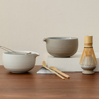 Ensemble de bols à matcha en céramique Astief Professional, fouet à matcha en bambou personnalisé, kit de tamis à matcha en poterie brute avec boîte cadeau