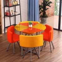 Ensemble de table et de chaises de salle à manger moderne le plus populaire, 1 table et 4 chaises, ensemble de table de salle à manger ronde en verre noir moderne, restaurant, maison, hôtel, appartement