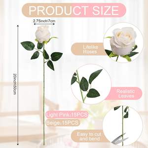 Fleurs artificielles de haute qualité en soie, roses au toucher réel, revêtement en latex, fausses fleurs décoratives pour mariage, fête, anniversaire, salle d'exposition - Product Image 3