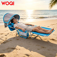 Chaise longue pliante WOQI avec auvent solaire et trou pour le visage, rembourrage plus doux, réglable, lavable, robuste, pour adultes, plage, lecture