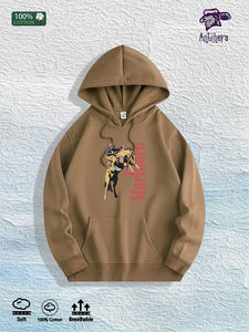 ABD Yerel Deposu: %100 Pamuk Retro Anime Biker Grafikli Kapüşonlu Üst, 7 Renk - Product Image 5