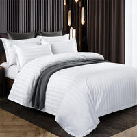 Parure de lit de luxe 4 pièces à rayures géométriques tissées, 100 % coton égyptien, drap-housse, taie d'oreiller, housse de couette