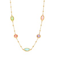 Bijoux imperméables plaqués or sans ternissement Boho collier en acier inoxydable avec pierre de verre colorée pour femmes