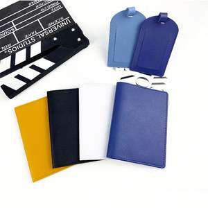 Porte-passeport en cuir PU noir et rose avec étiquette à bagages et porte-passeport, <span class=keywords><strong>personnalisable</strong></span> avec logo, pour voyage, cadeau, protège-passeport - Product Image 1