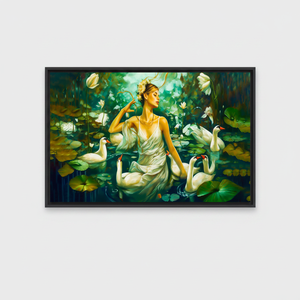 Elegant Swan Lake Goddess Wall Art on Printed Cotton Canvas,<b>BLACK</b> <b>FRAMED</b> CANVAS - Product Image 2