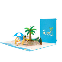 GD AG01318 Carte de vœux 3D pop-up Fête de l'anniversaire sur la plage Faite à la main Style Amour DIY Impression UV Papier couché Lamination mate US