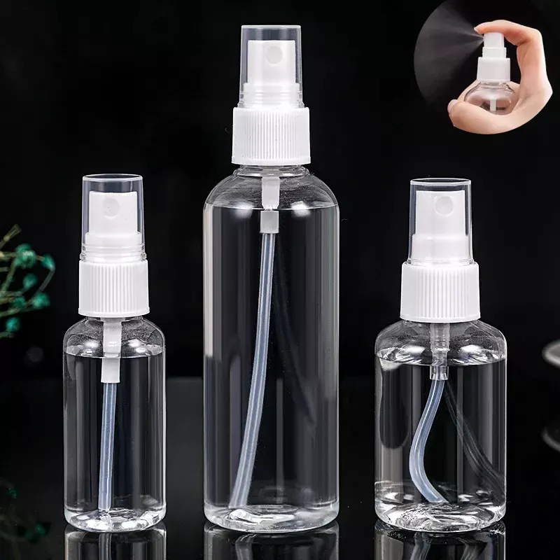 Tragbare 30ml 50ml 100ml transparente PET-Kunststoff-Alkohol-Feinnebel-Kunststoffspray-Parfüm flaschen