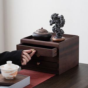 Walnut Wood Pu'er Tea Cake <b>Box</b> Rectangular Multi Layer <b>Drawer</b> <b>Storage</b> <b>Box</b> For Tea Ceremony Accessories - Product Image 1