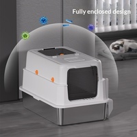 Litière pour chat carrée en acier inoxydable, entièrement fermée, ultra-grande taille, désodorisante, anti-éclaboussures, en plastique ABS, modèle très vendu
