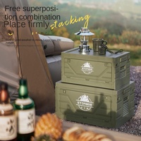 Boîte de rangement pliable en plastique pour le camping en plein air, 18L, multifonctionnelle, pour le stockage des aliments, le coffre de voiture, la finition, petite table