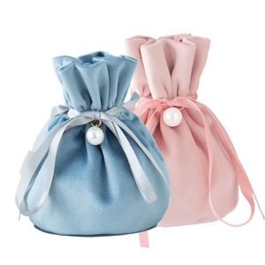 Sac de rangement pour tasse à thé de voyage, théière, sac de rangement de couleur unie, sac à cordon en velours à fond rond - Product Image 1