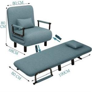 Sofá cama doble individual minimalista moderno de doble propósito, dormitorio de Metal plegable, descanso para el almuerzo al aire libre, pequeña sala de estar perezosa - Product Image 3