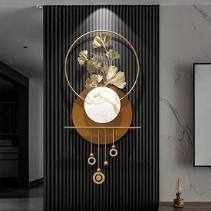 Sculpture <span class=keywords><strong>murale</strong></span> en métal 3D moderne en forme de grandes feuilles de ginkgo, artisanale, art déco, articles de décoration pour le salon - Product Image 1