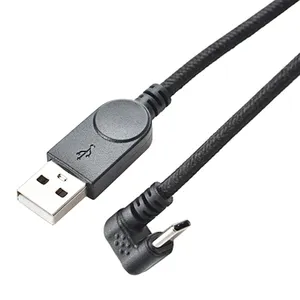 Nylon Braided 1.5m Short Angled U Shaped Elbow Type C Male To USB 2.0 A Male Data Sync Power Supply Cable Cord For Game