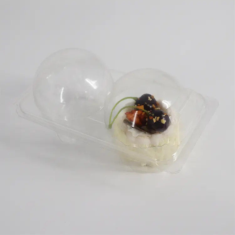 Groothandel Pet 2 Hole Clear Box Verpakking Ronde Cake Cupcake Verpakking Plastic Wegwerp Voedsel Transparante Verpakking