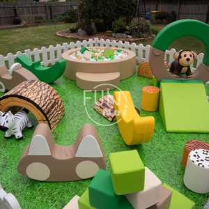 Nouveau Design <span class=keywords><strong>Jungle</strong></span> Thème Mousse Soft Play Ball Pits Equipement Aire de jeux extérieure pour bébé Soft Play Set avec clôtures - Product Image 2