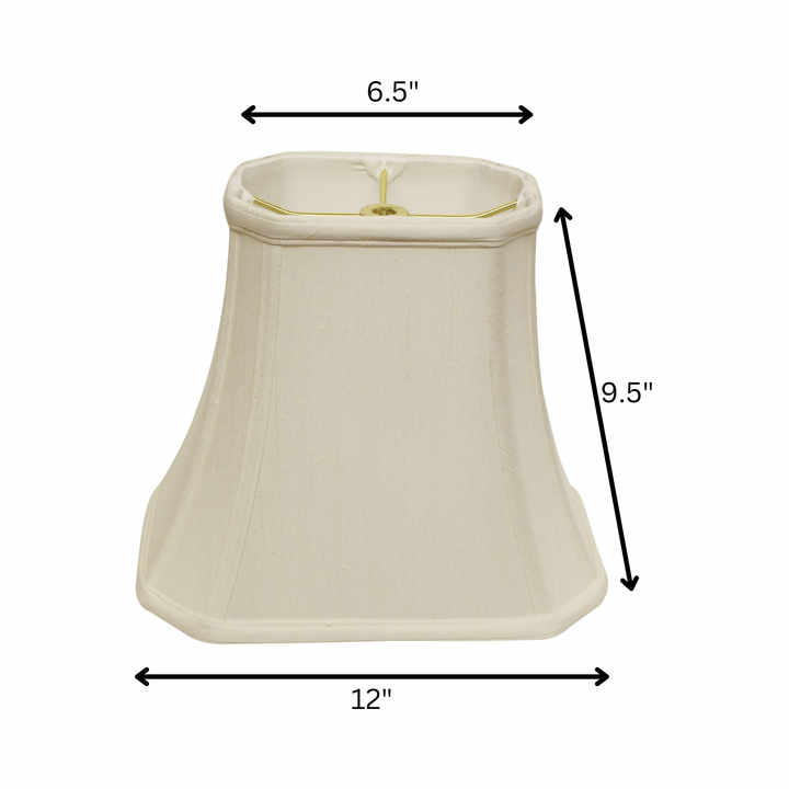 HMS 12\" White Slanted Rectangle Bell Monay Shantung Lampshade Elegant Lamp Covers & Shades