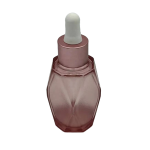 Transparent Pink Prismatic 30ml PETG Plastic Engraving Cosmetic Essential Oil <strong>Dropper</strong> <strong>Bottle</strong> Durable Rubber Skin Care Serum - Product Image 2