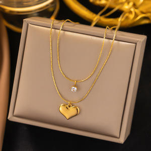 Gioielli personalizzati 2025 più venduti collana con cuore in acciaio inossidabile anello classico regalo di san valentino gioielli di moda cuore - Product Image 1