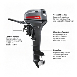 Nouveau moteur marin hors-bord 15 CV 2 temps à essence, démarrage manuel pour petit bateau - Product Image 4