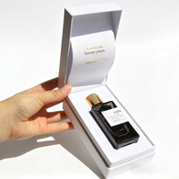 Botella de Perfume de Vidrio Negra al por Mayor, Vacía, Transparente, Rectangular, con Tapa Dorada Mate, 30ml 50ml 100ml, con Caja de Regalo