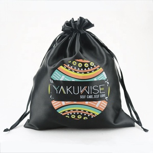 Bolsa de Satén Negra con Cordón, Bolsa de Seda para Guardar Cabello con Logotipo - Product Image 5