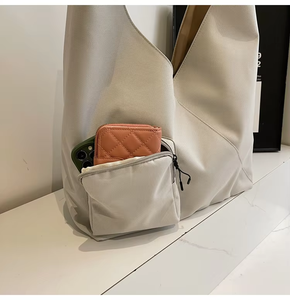 Bolso Tote Triangular de Gran Capacidad para Mujer, Casual, de un Solo Hombro, para Ir al Trabajo, Compras, Color Sólido, Tipo de Cierre Abierto - Product Image 4