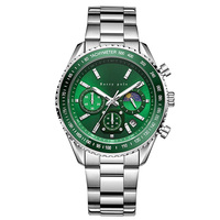 Montre à quartz pour homme de luxe en acier inoxydable, chronographe, aiguilles lumineuses, cadran stérile, mouvement Seiko, bracelet de 20 mm