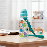 Bouteille d'eau classique pour enfants en Tritan de 350 ml avec bec en silicone, sangle et couvercle à vis, sans BPA, réutilisable, logo personnalisé imprimé par transfert thermique