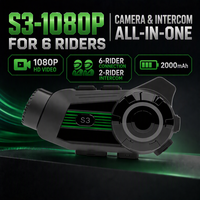Casque de moto avec interphone, batterie 2000mAh, 80H d'autonomie en conversation, caméra 1080P, prise en charge de la carte TF 512 Go, enregistreur WIFI, IP67