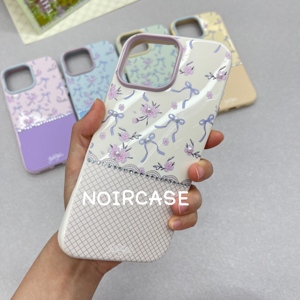 <span class=keywords><strong>Coque</strong></span> de téléphone en TPU souple à imprimé floral Sweet Bow, avec empiècements en dentelle et finition brillante, protection antichoc esthétique pastel - Product Image 2