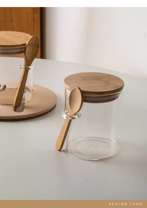 Tarro de vidrio de almacenamiento con tapa Contenedor multiusos <span class=keywords><strong>para</strong></span> <span class=keywords><strong>cocina</strong></span> <span class=keywords><strong>para</strong></span> comida Té Dulce Condimento con cuchara Organizador de <span class=keywords><strong>cocina</strong></span> - Product Image 3