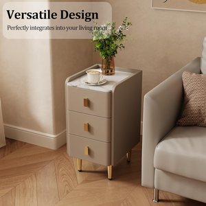 Modern Small Side <strong>Table</strong> with <strong>Marble</strong> Top, Slim <strong>Bedside</strong> Cabinet for Bedroom Living Room - Product Image 5