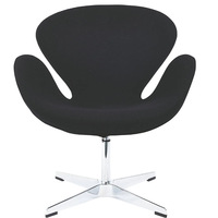 Fauteuil pivotant en tissu rembourré en éponge haute densité de style nordique, fauteuil d'appoint en forme de cygne pour hall d'hôtel, bureau