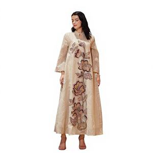 Robe Abaya NC78, nouveau style, en laine élégante, broderie en maille, robe ethnique musulmane, application artisanale lourde - Product Image 1