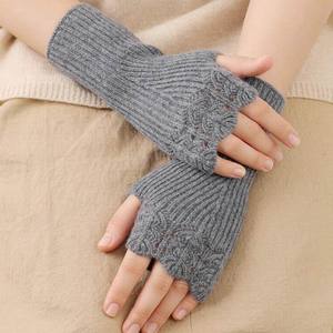 Mitaines sans doigts en cachemire pur, 100% laine mérinos, tricotées, avec logo personnalisé, pour femmes et filles - Product Image 2