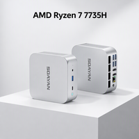 Mini PC SOAYAN Ryzen 7 7735HS Radeon 680M 24 Go LPDDR5 intégré, sans SSD, sans emplacement M.2 NVMe, triple écran 4K, WiFi 6, BT5.2, mini ordinateur de bureau