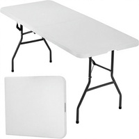Table pliante en plastique HDPE facile à nettoyer, avec structure en acier durable, gain de place, pour extérieur, jardin, patio, pique-nique, camping, cour, événements