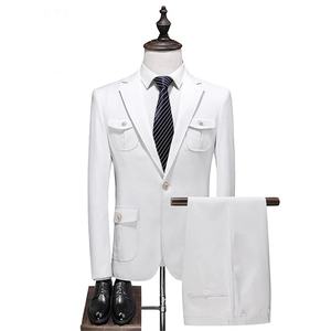 Completi da <span class=keywords><strong>Uomo</strong></span> <span class=keywords><strong>Doppiopetto</strong></span> di Alta Qualità Grigio Bianco 2 Pezzi Abiti Economici per <span class=keywords><strong>Uomo</strong></span> Blazer <span class=keywords><strong>Uomo</strong></span> - Product Image 2