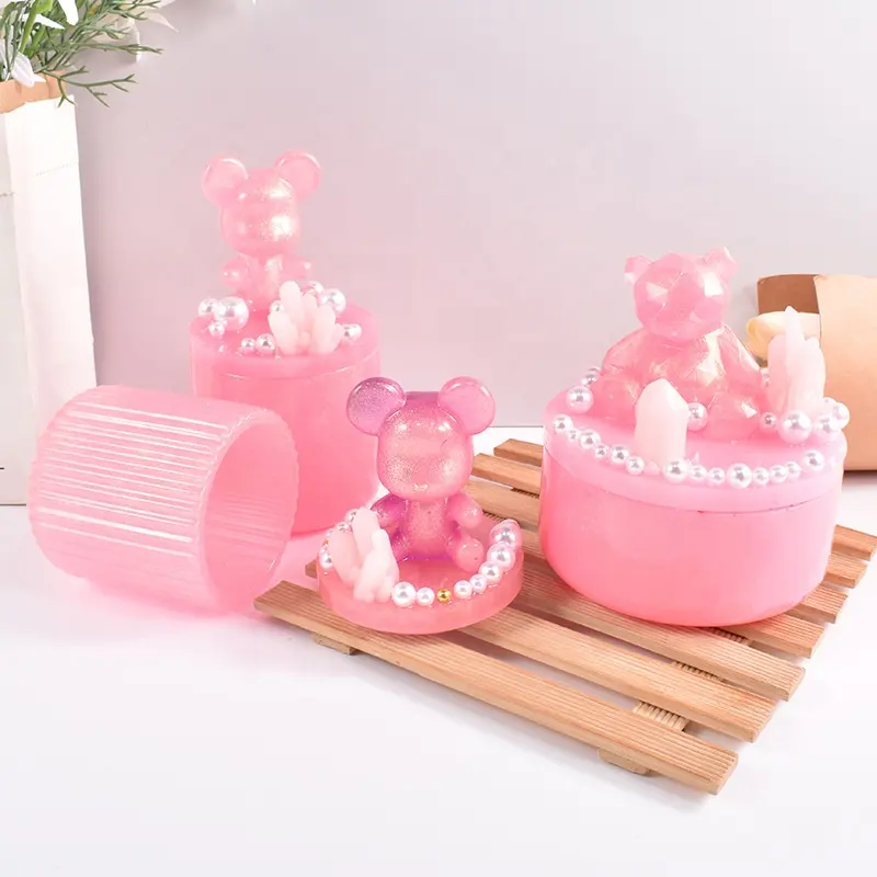 BESGE teddy bear storage box scatole e contenitori per stampi in silicone in resina epossidica teddy bear resin mold